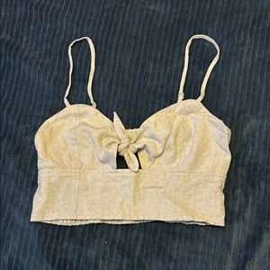 Gray Crop Top with Bow Detail